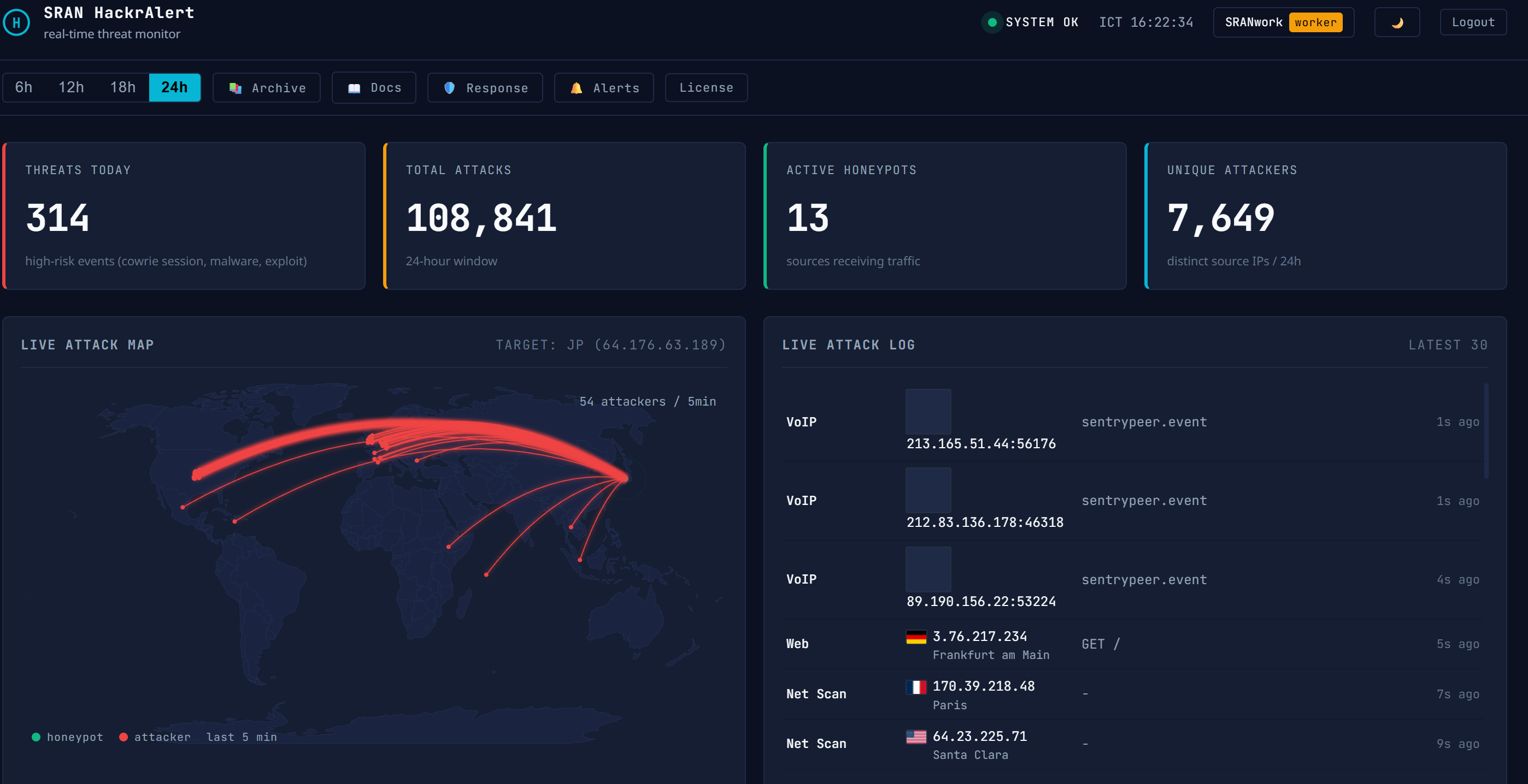 HackrAlert screen